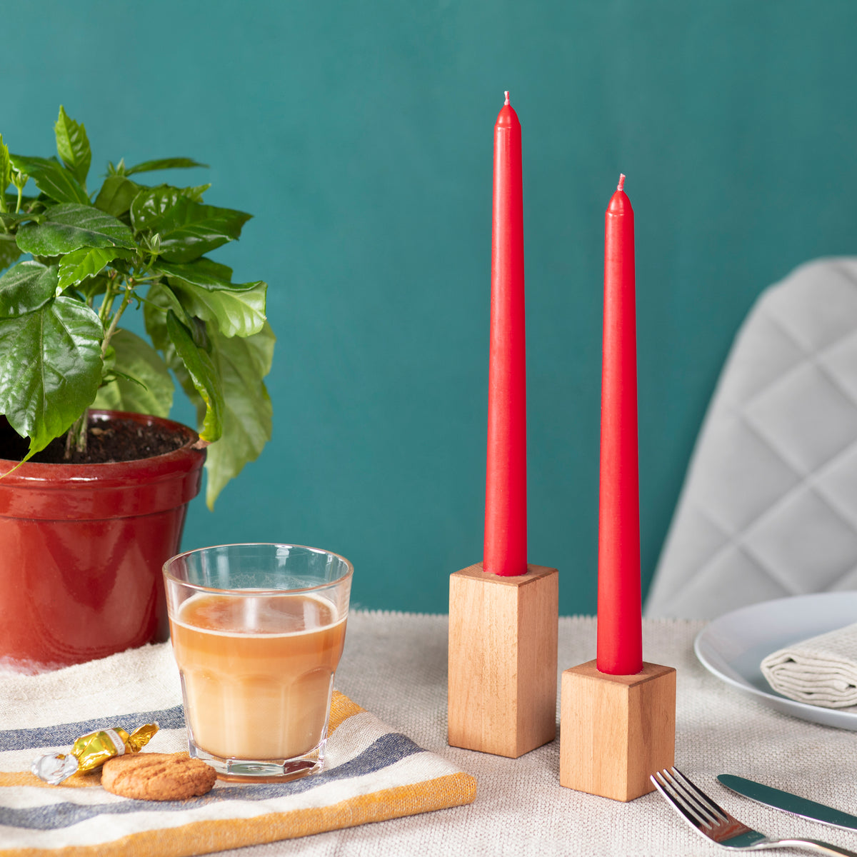 CANDWAX Red Taper Candles 4 or 12PCS Set