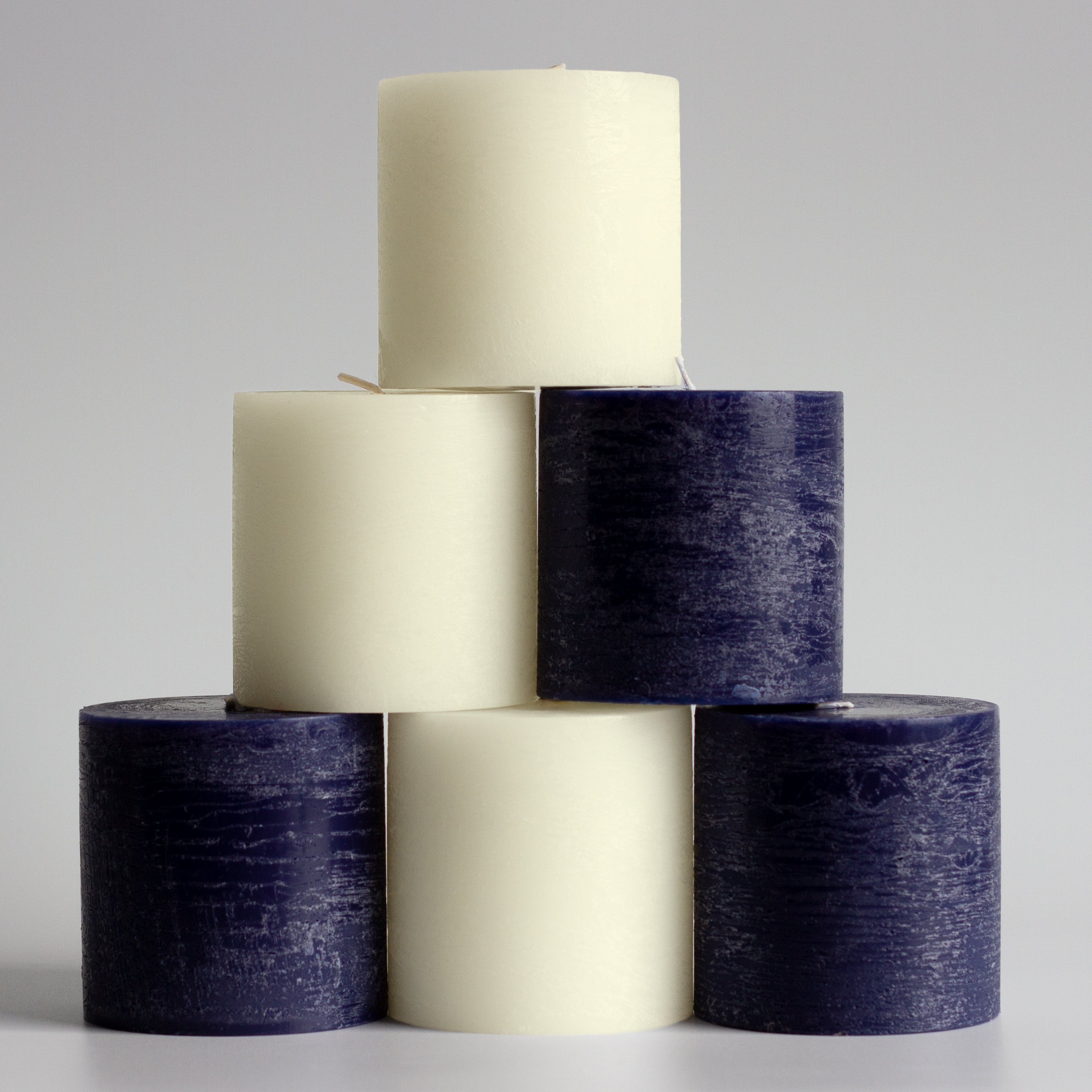 Bundle - Dark Blue & Ivory 3" Pillar Candles