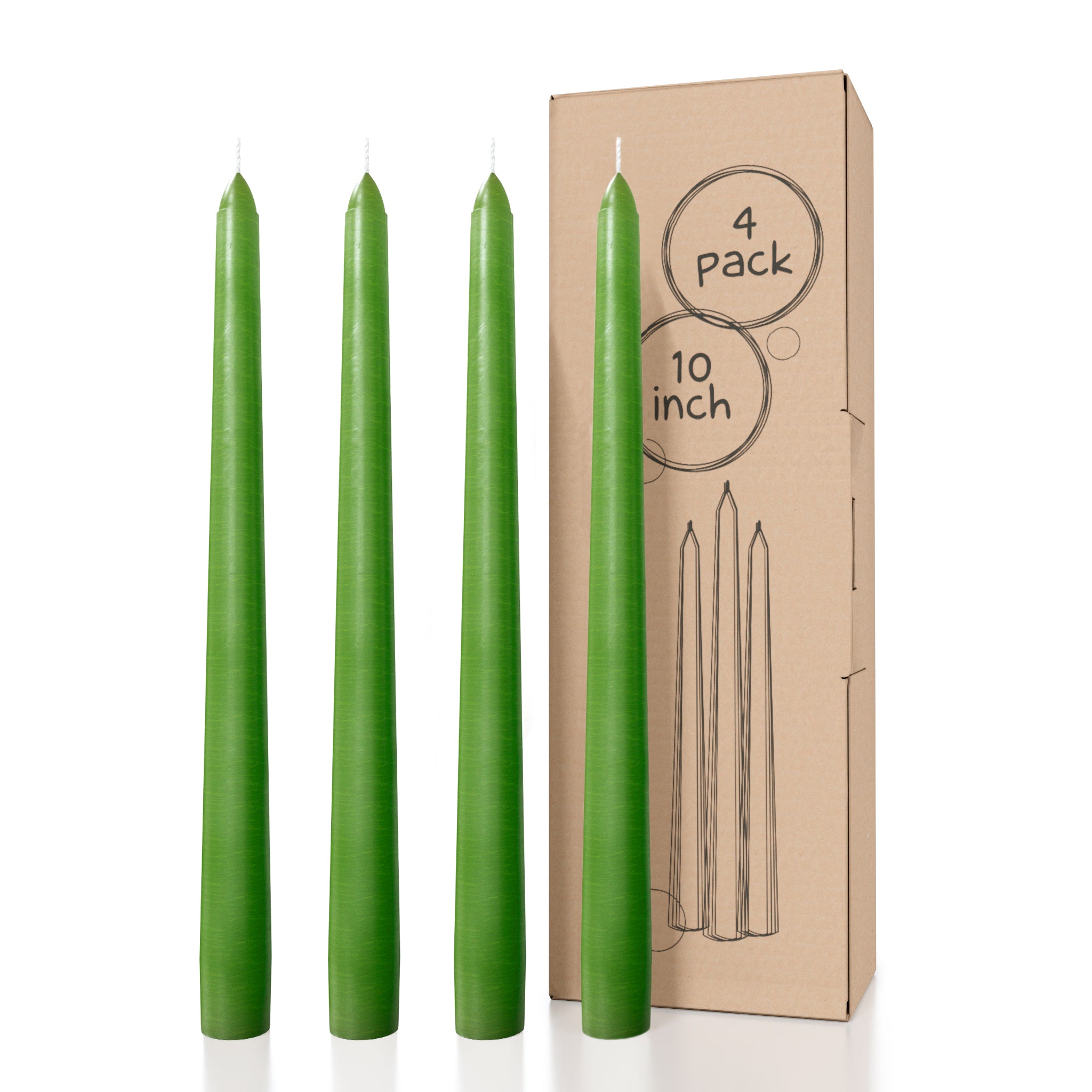 CANDWAX Green Taper Candles - 4 pack
