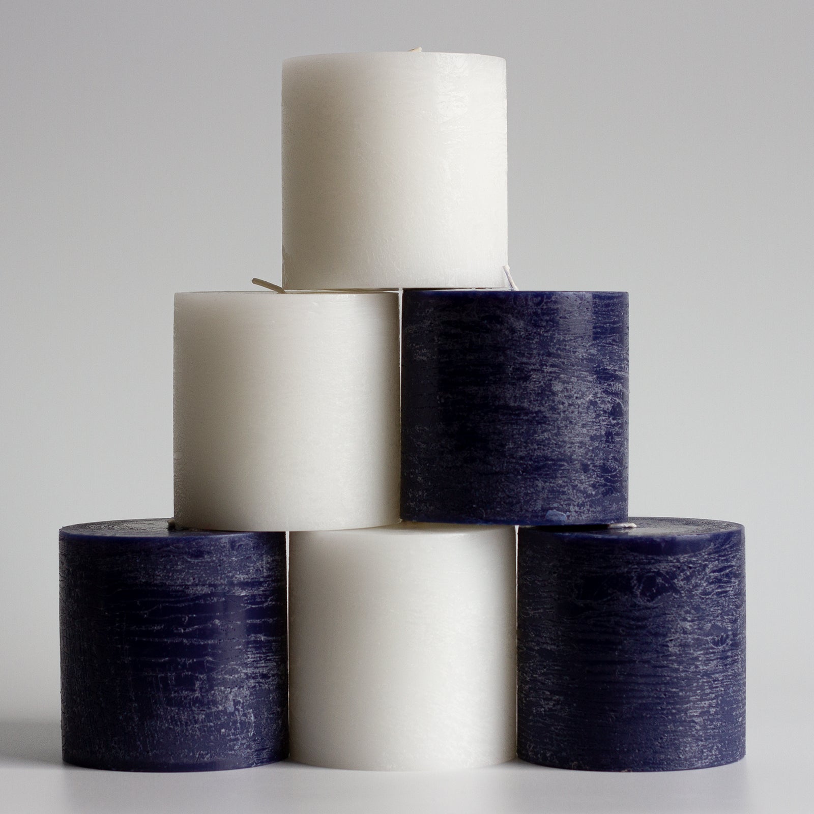 Bundle - Dark Blue & White 3" Pillar Candles