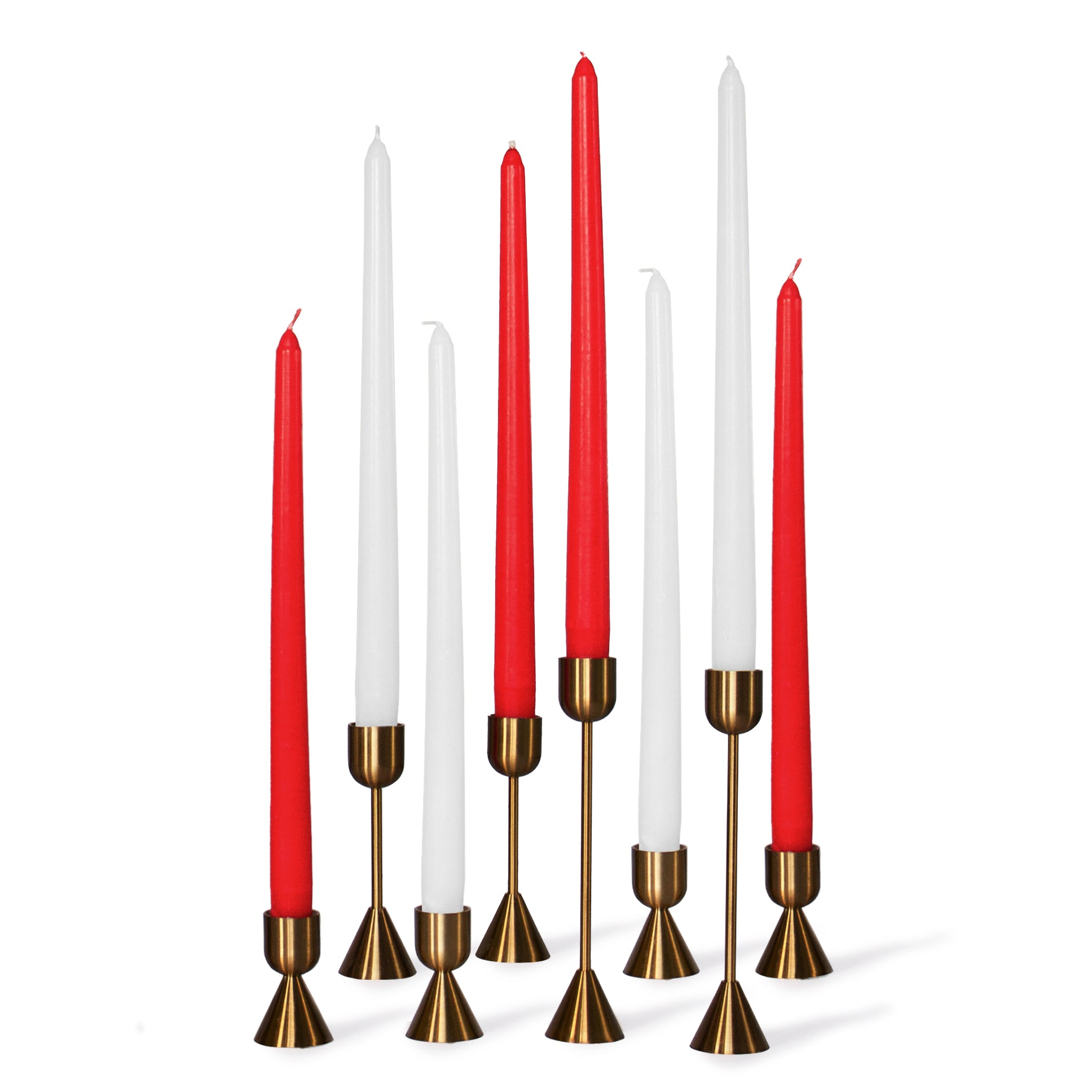 Bundle - White & Red 12" Taper Candles - 8 Pack