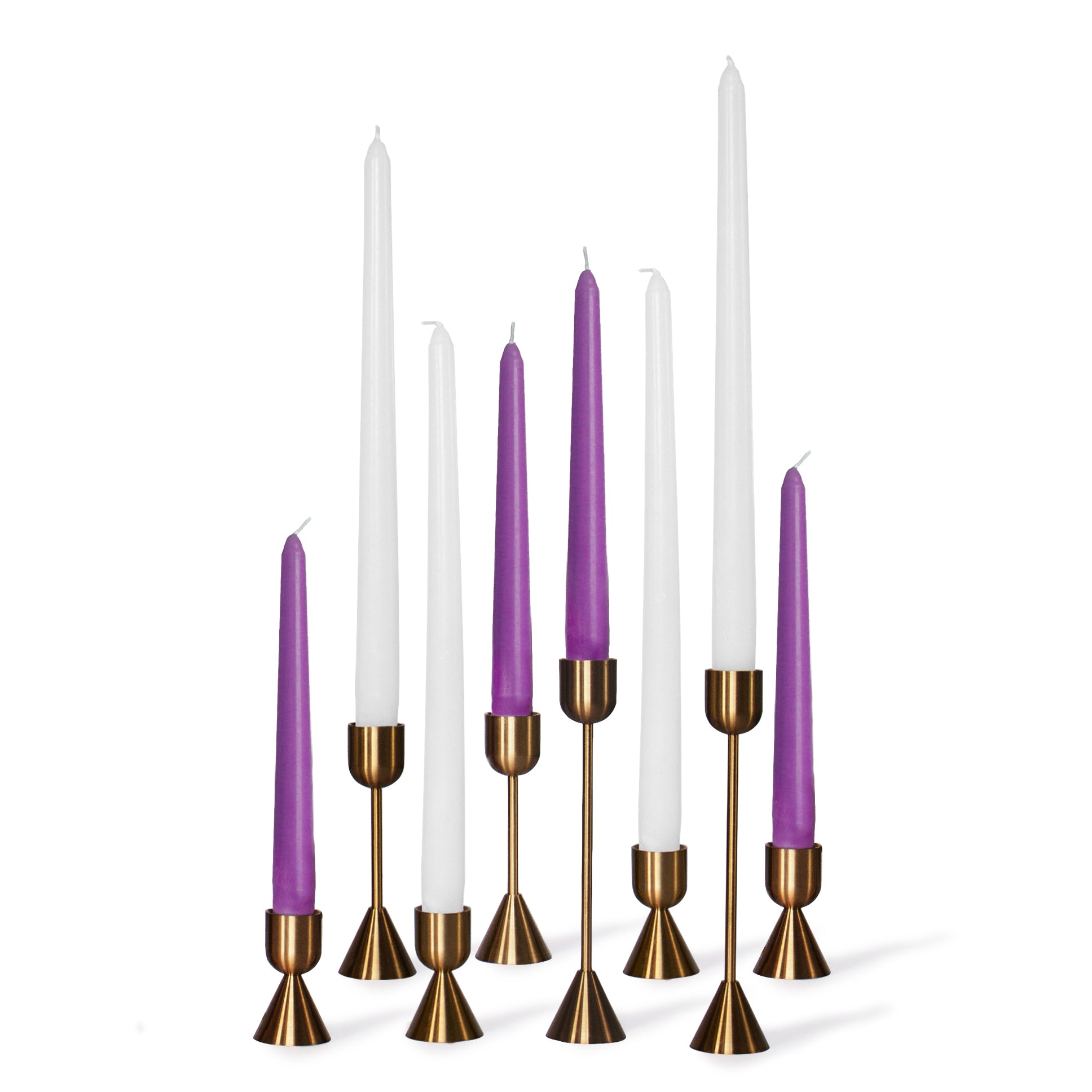 Bundle - White 12" & Purple 8" Taper Candles - 8 Pack