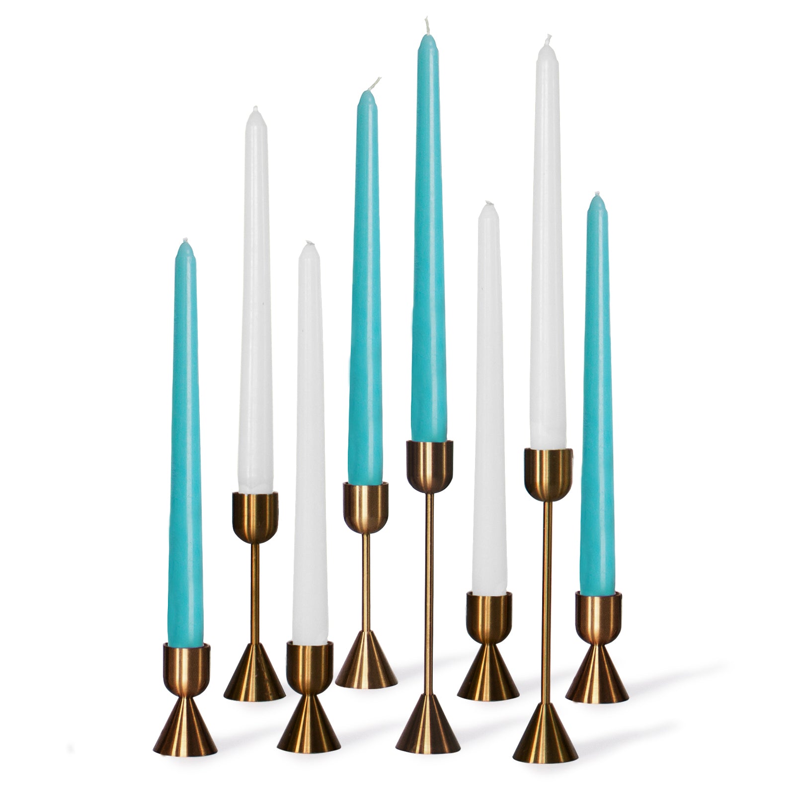 Bundle - White & Turquoise 10" Taper Candles - 8 Pack