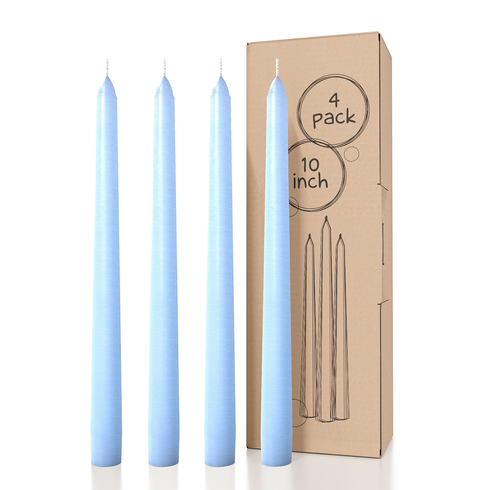 CANDWAX Baby Blue Taper Candles - 4 pack