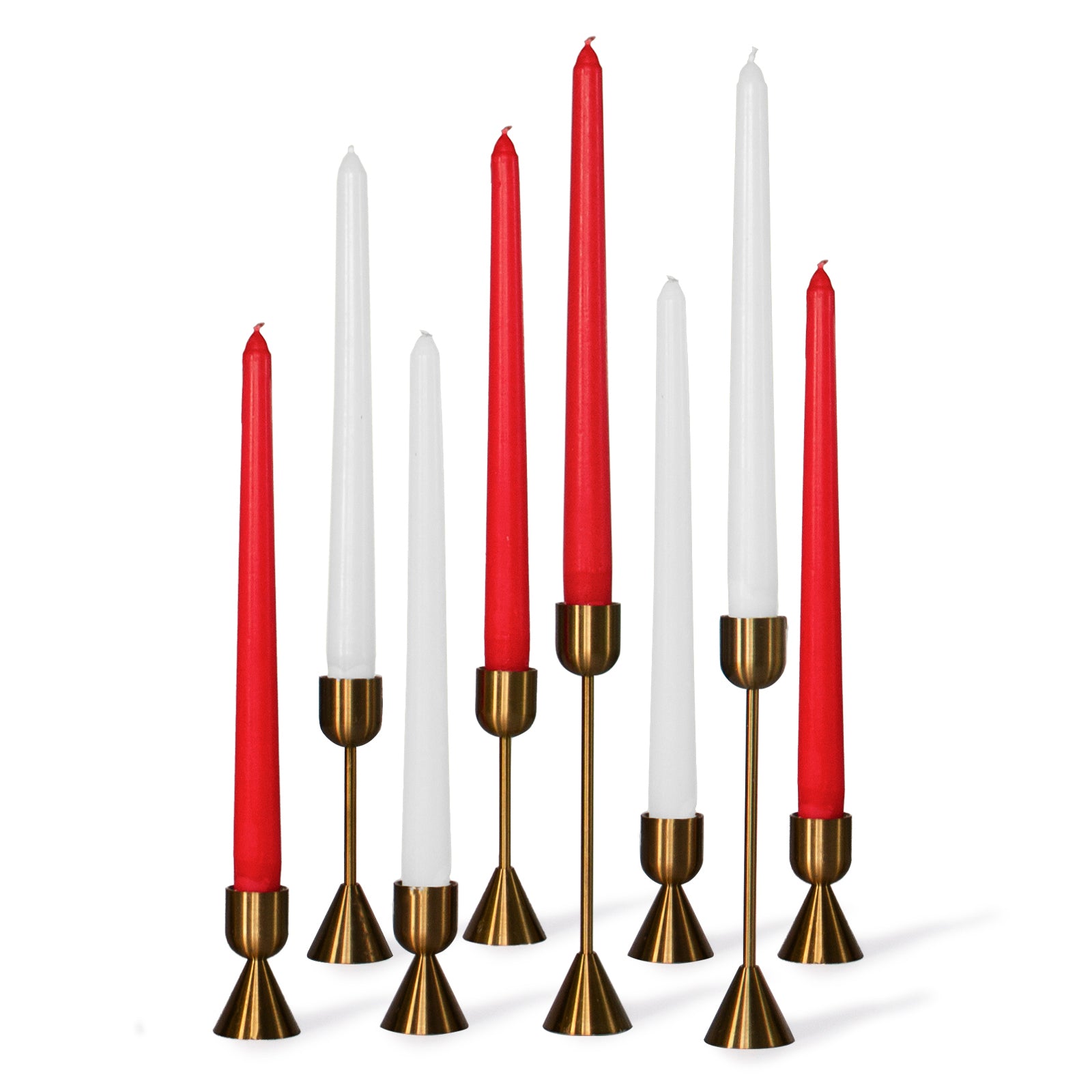 Bundle - White & Red 10" Taper Candles - 8 Pack
