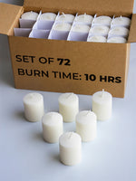 Load image into Gallery viewer, CANDWAX Unscented Ivory Votive Candles Set of 72 - Clean-Burning, Long-Lasting 15 Hour Burn - Ideal for Weddings, Home Décor, Spa, Events - Bulk Value for Versatile Use
