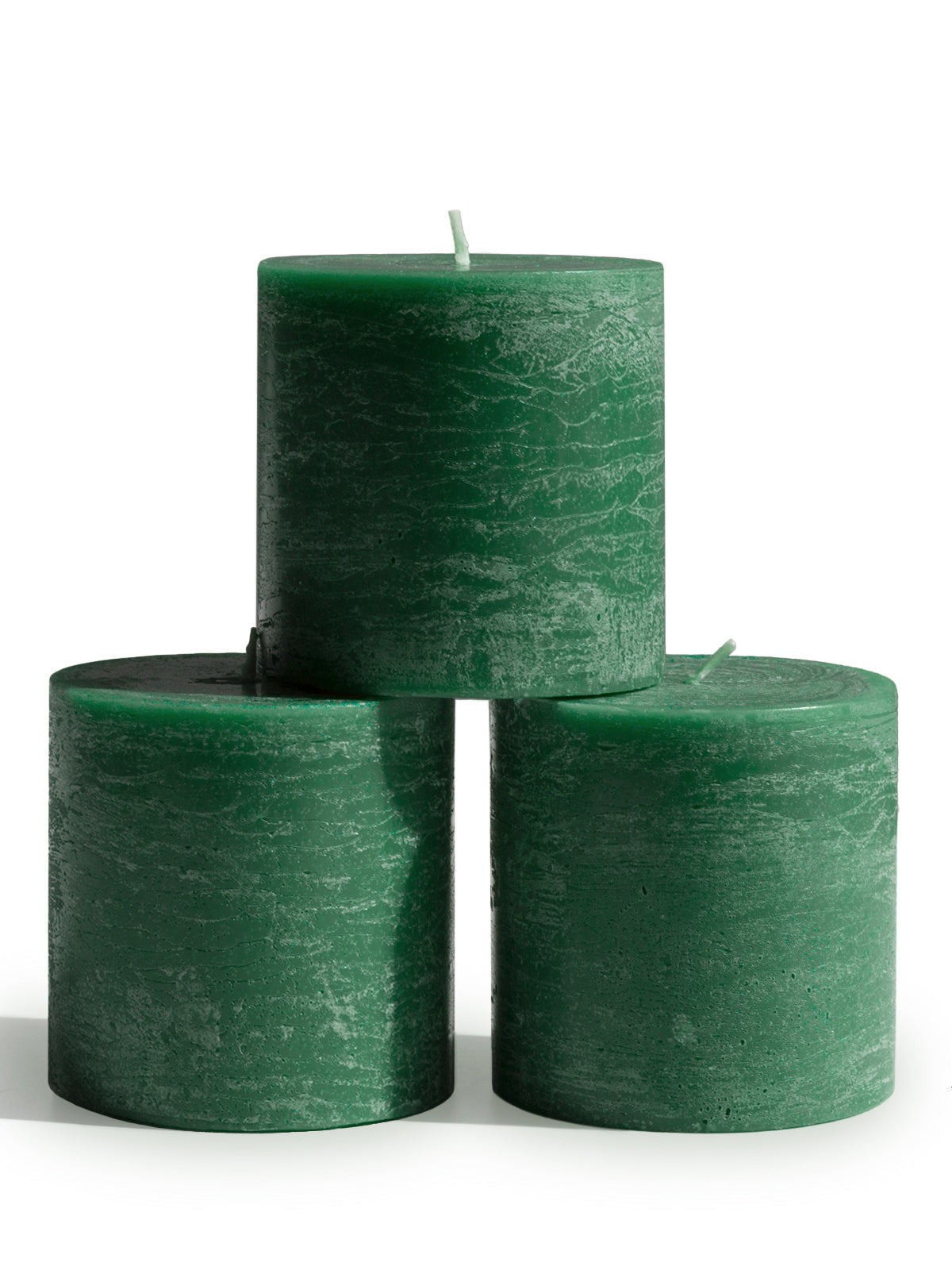 CANDWAX 3x4 inch Grass Green Pillar Candles Set of 3 - Unscented Dripless Rustic Grass Green Candles for Weddings, Centerpieces, Home Décor, Party Decorations