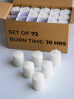 Load image into Gallery viewer, CANDWAX Unscented White Votive Candles Set of 72 - Clean-Burning, Long-Lasting 15 Hour Burn - Ideal for Weddings, Home Décor, Spa, Events - Bulk Value for Versatile Use
