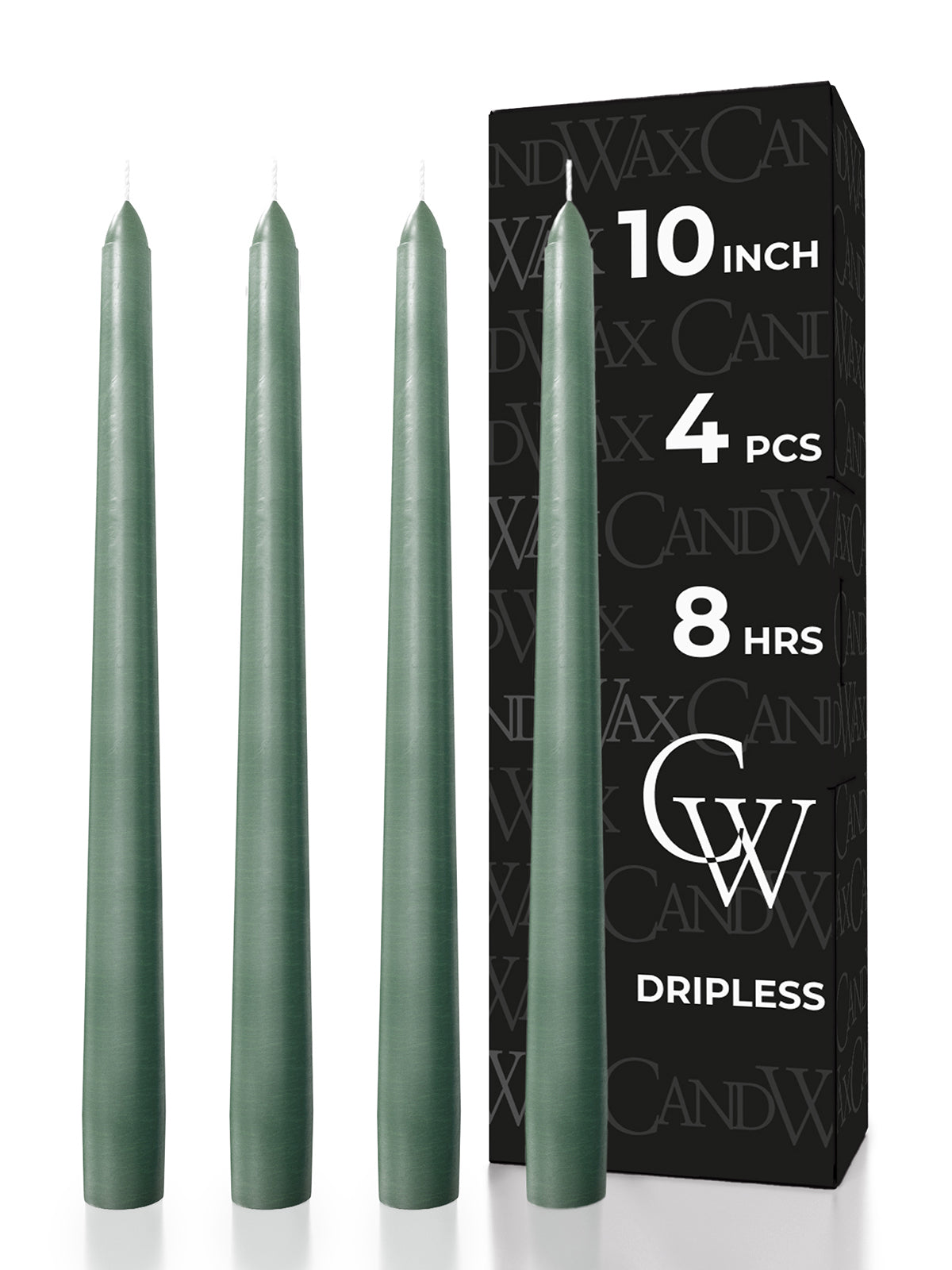 CANDWAX 10 Inch Sage Taper Candles - 4 Pack Candle Sticks for Home Decor