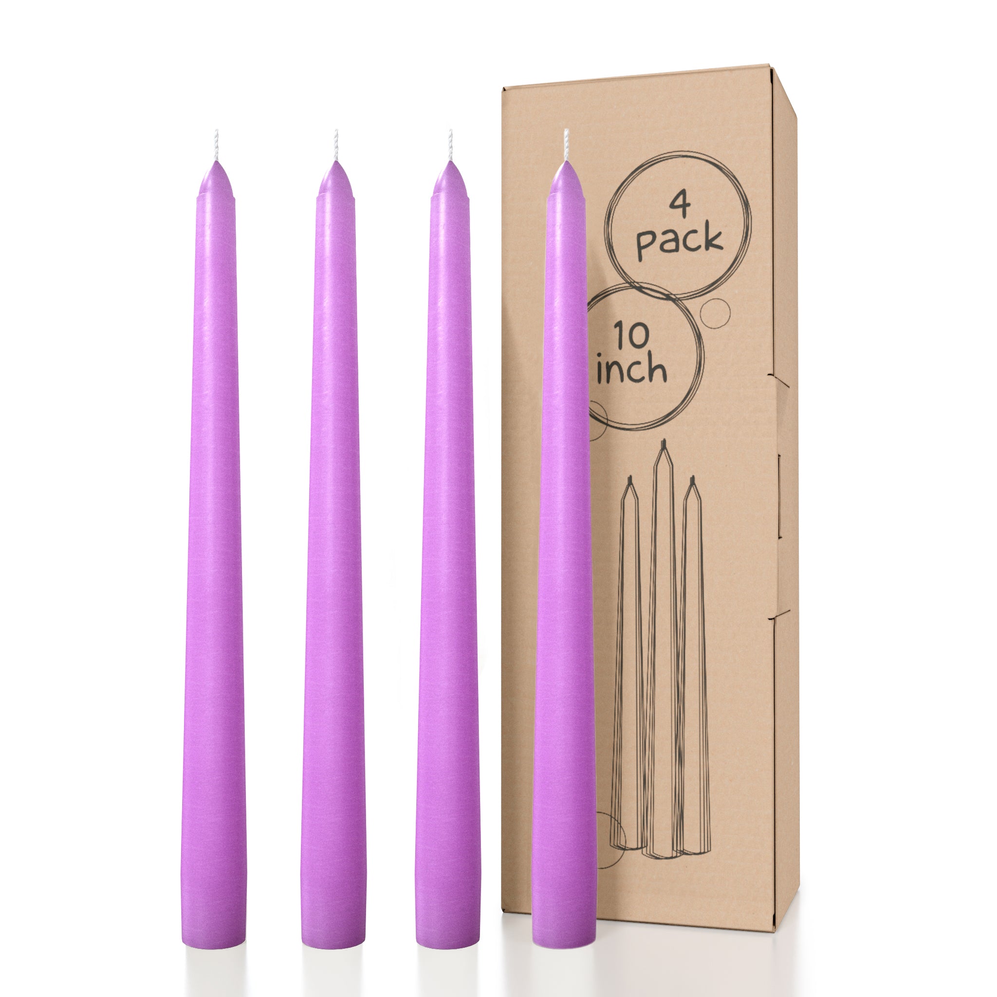 CANDWAX Lilac Taper Candles - 4 pack
