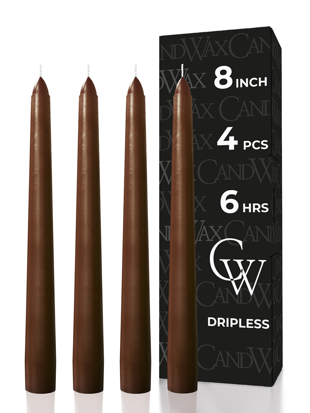 CANDWAX Brown Taper Candles - 4 pack