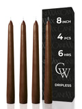 CANDWAX Brown Taper Candles - 4 pack
