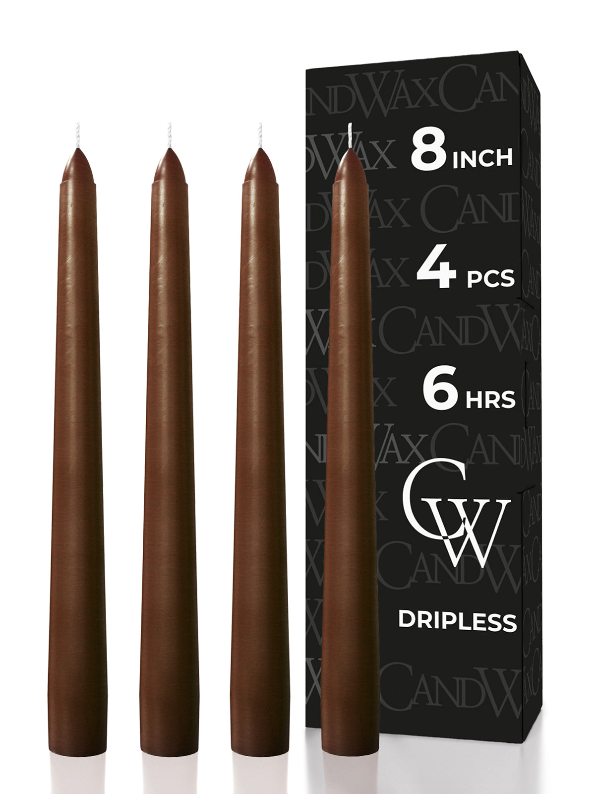 CANDWAX Brown Taper Candles - 4 pack