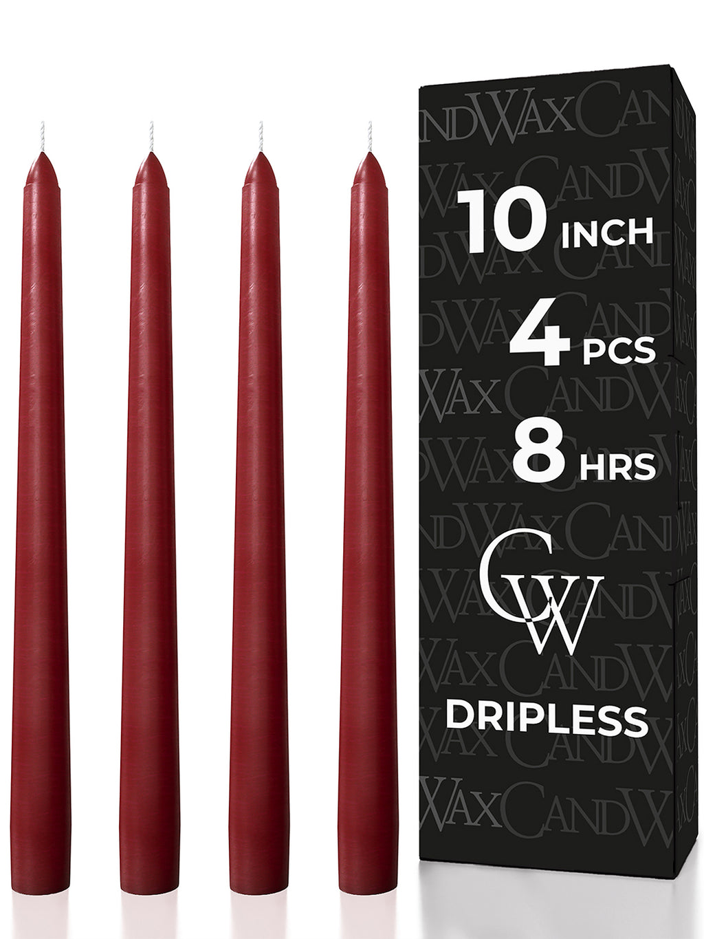 Burgundy Taper Candles - 4 pack