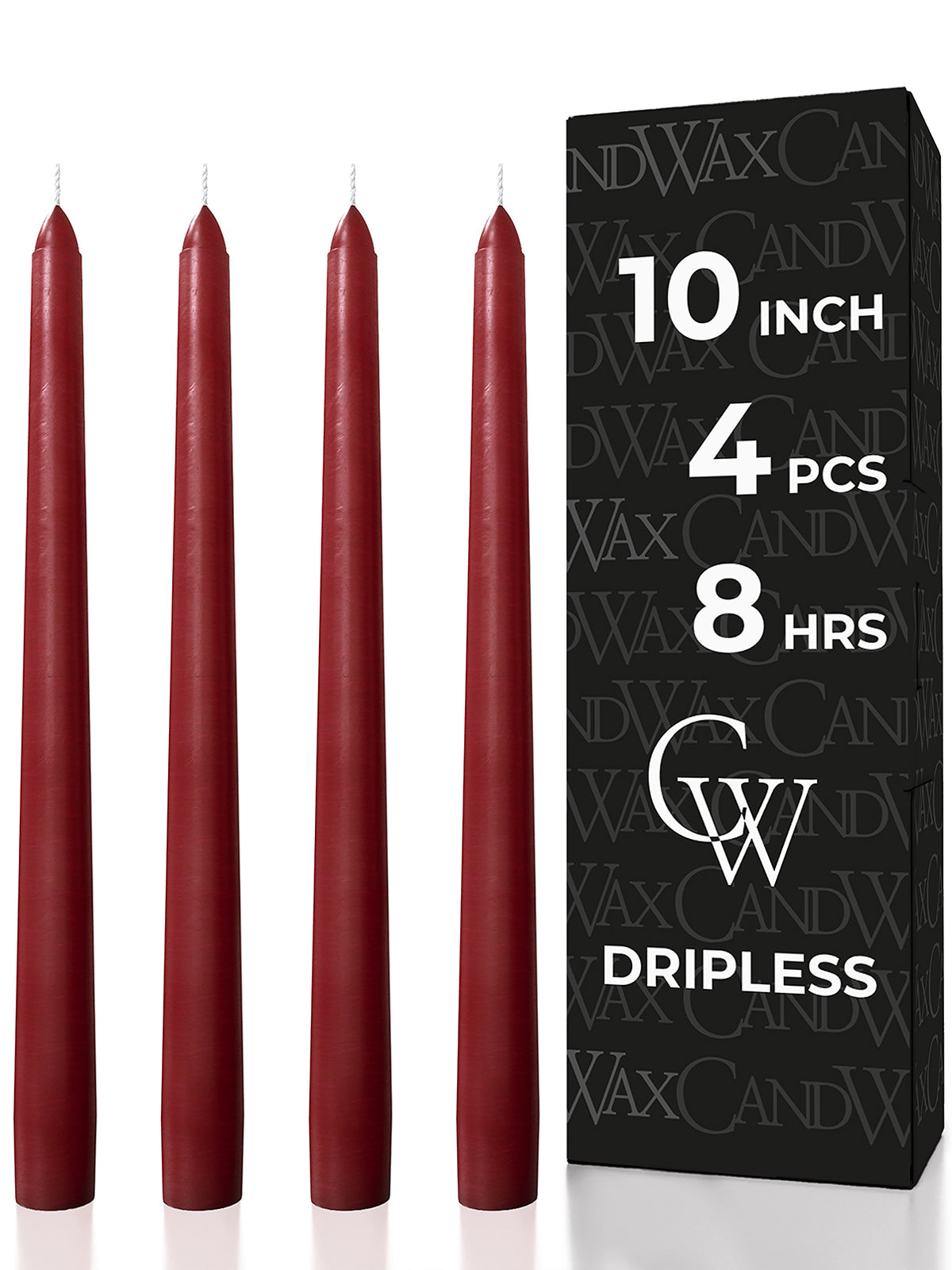 Burgundy Taper Candles - 4 pack