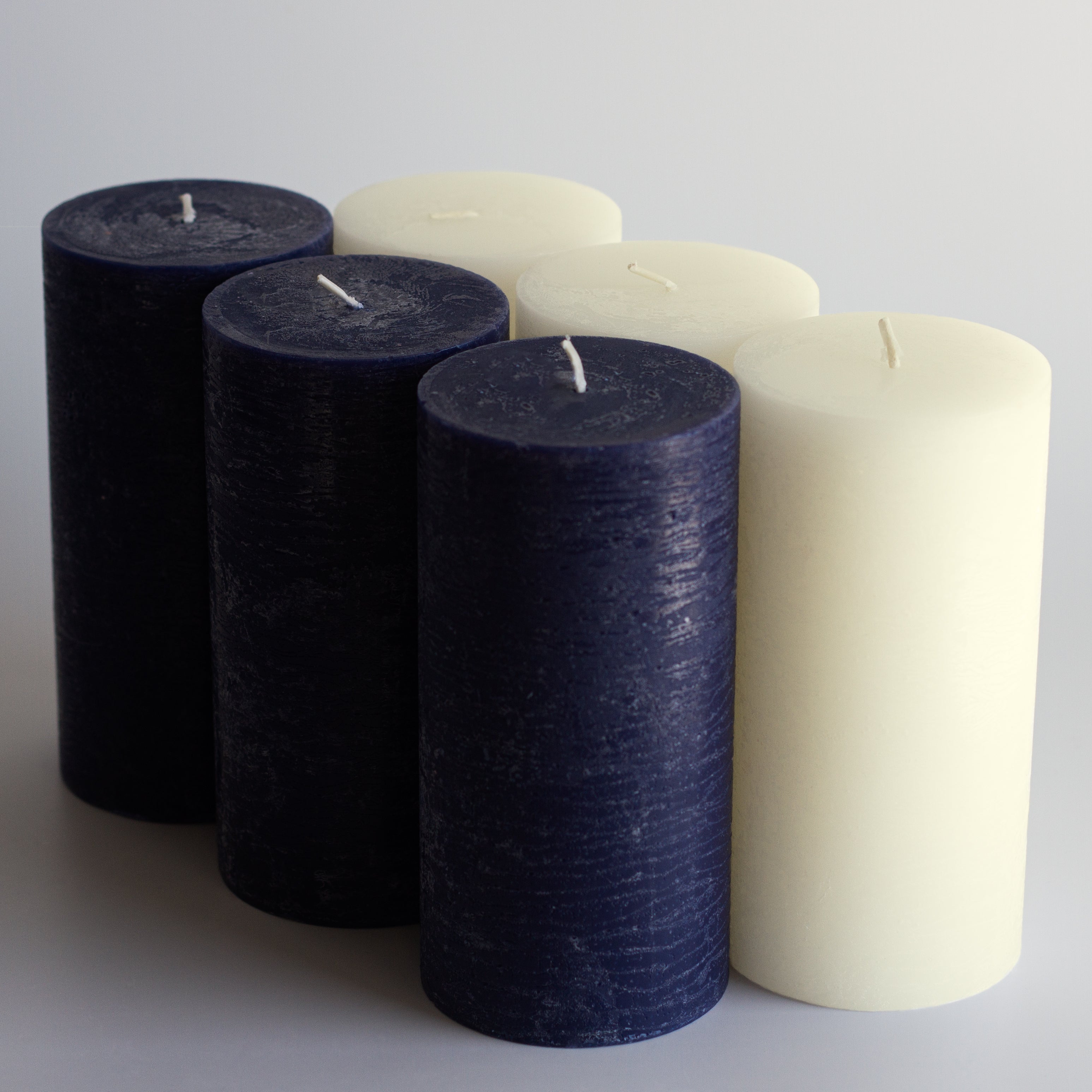 Bundle - Dark Blue & Ivory 6" Pillar Candles