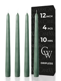 CANDWAX 12 Inch Sage Taper Candles - 4 Pack Candle Sticks for Home Décor