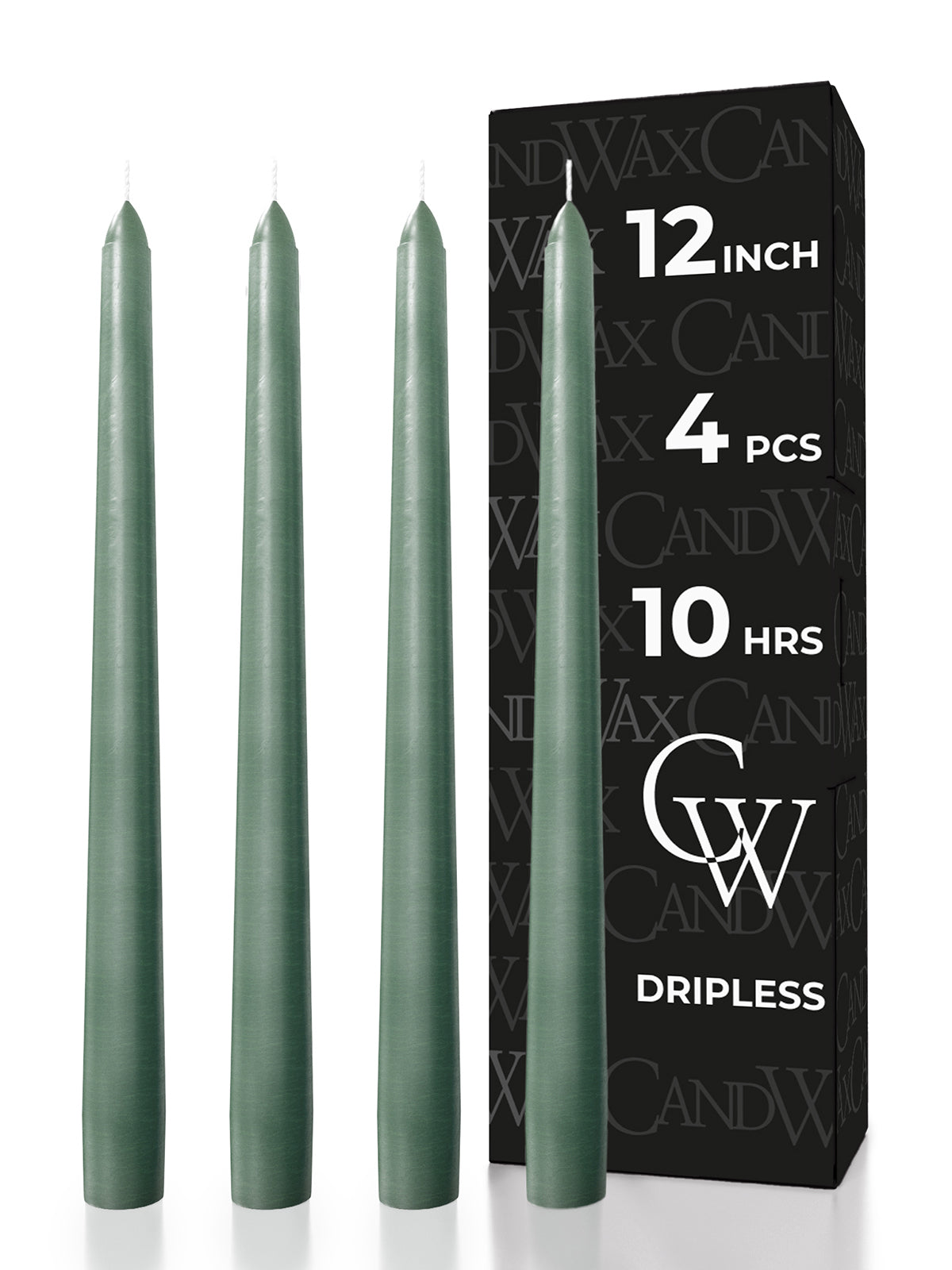 CANDWAX 12 Inch Sage Taper Candles - 4 Pack Candle Sticks for Home Décor