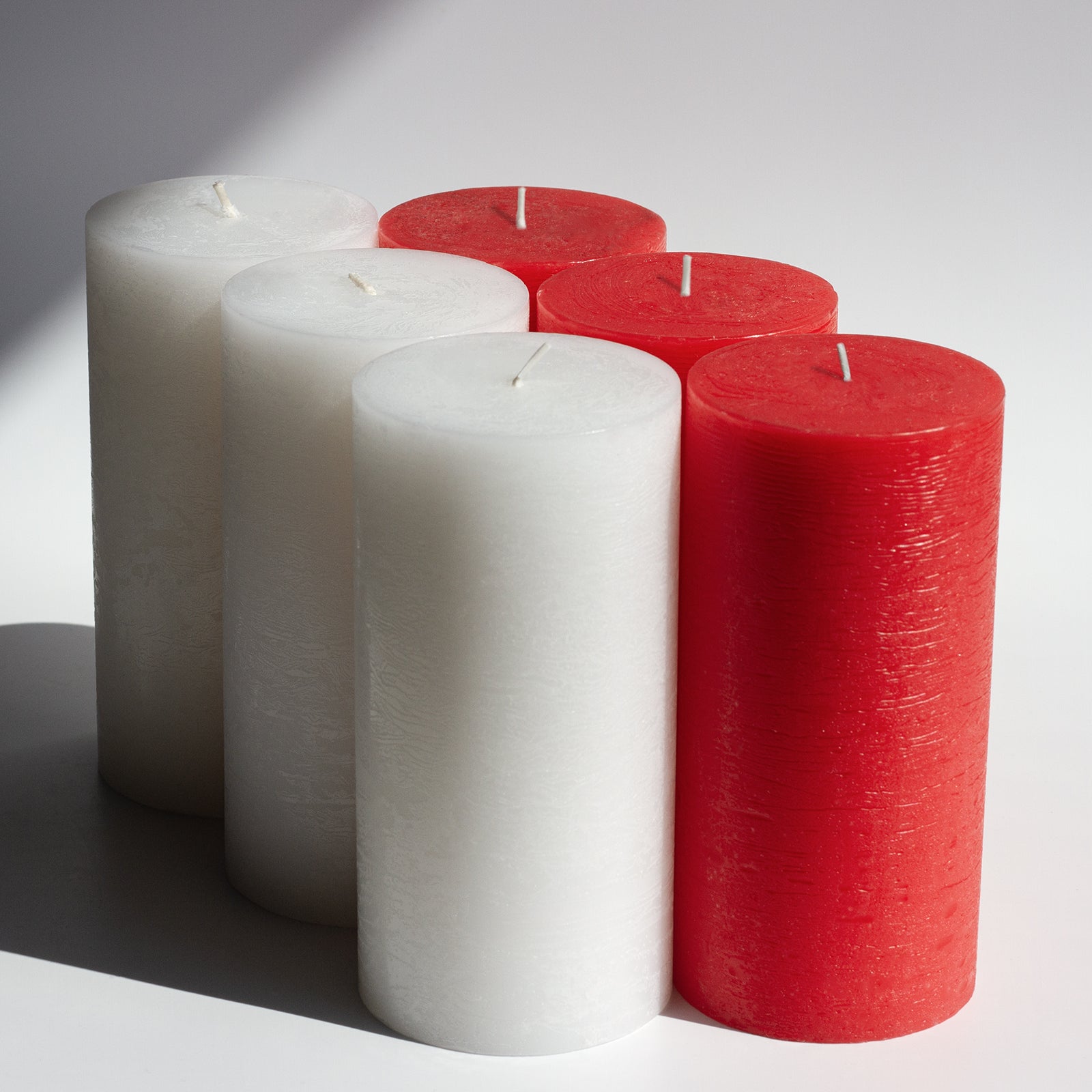Bundle - Red & White 6" Pillar Candles