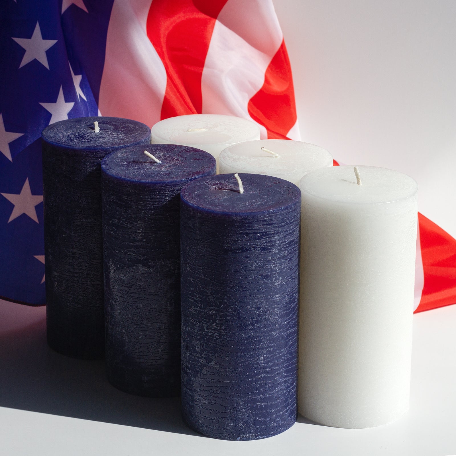 Bundle - Dark Blue & White 6" Pillar Candles