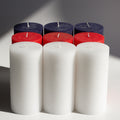 Bundle - White, Dark Blue & Res 6" Pillar Candles