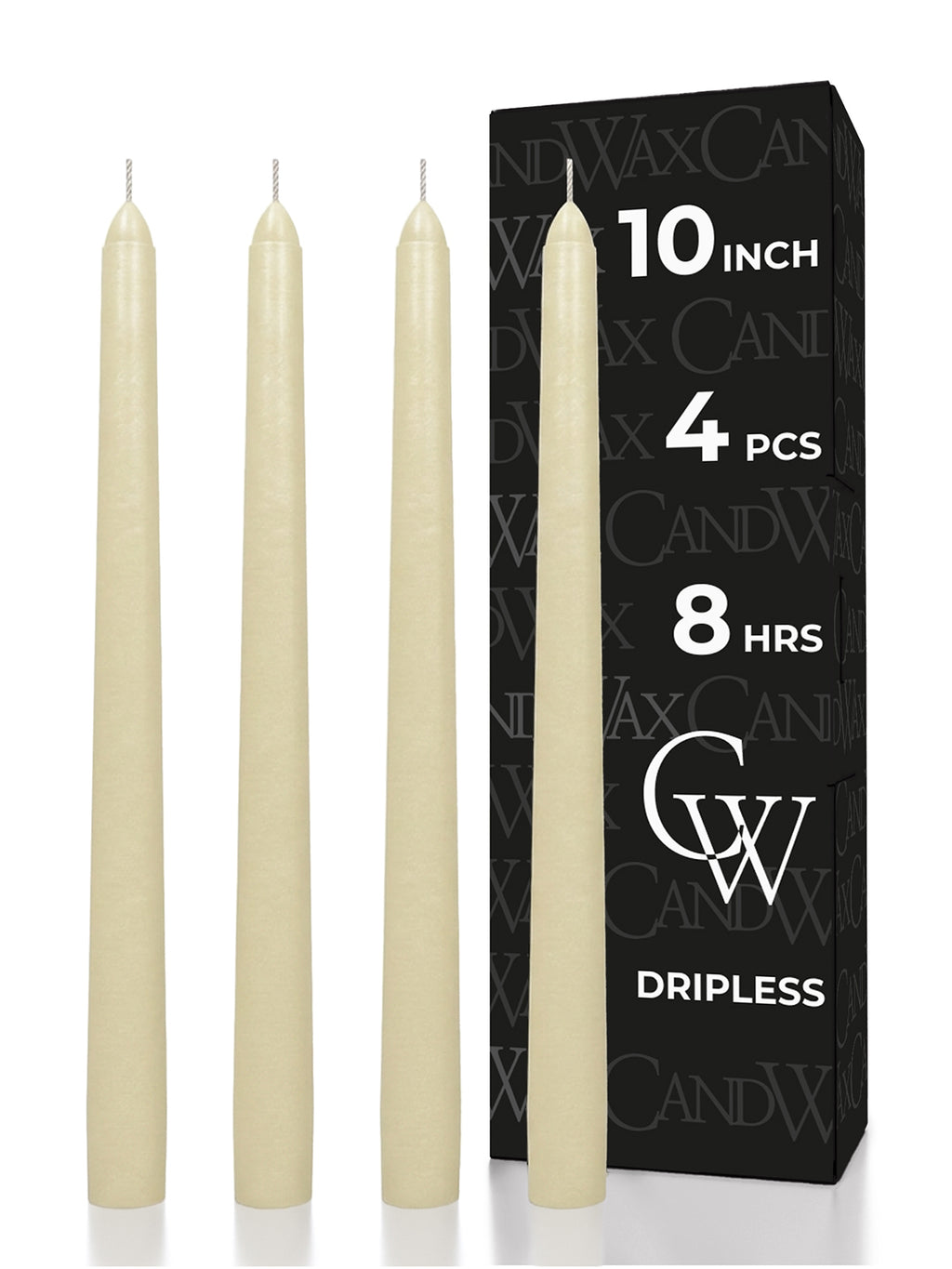 CANDWAX Ivory Taper Candles - 4 pack