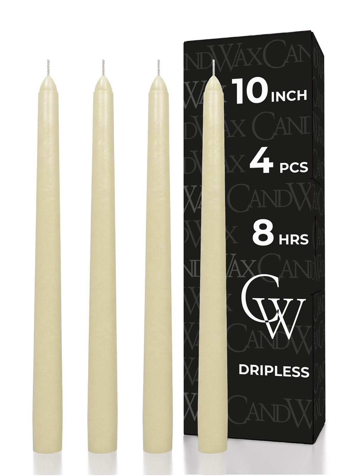 CANDWAX Ivory Taper Candles - 4 pack