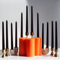 Bundle - Orange 4" Pillar & Black 12" Taper Candles