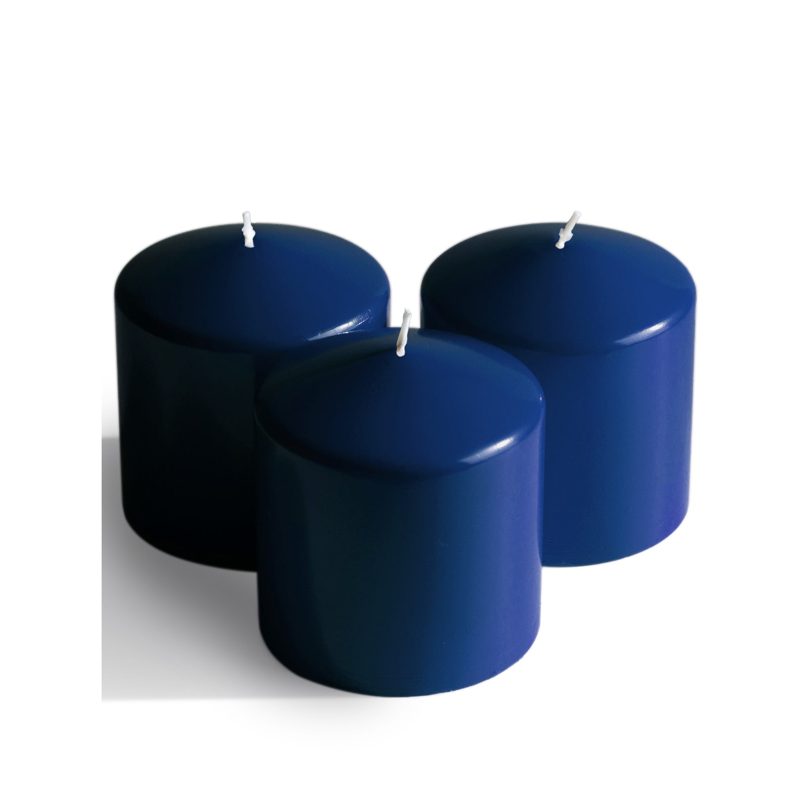 Candwax 3x3 Pillar Candles Set of 3 - Navy Blue Candles Pillar - 40-Hour Burn Time Self-Extinguishing Long Lasting Candles for Home Decor - Cone-Top Dark Blue Pillar Candles