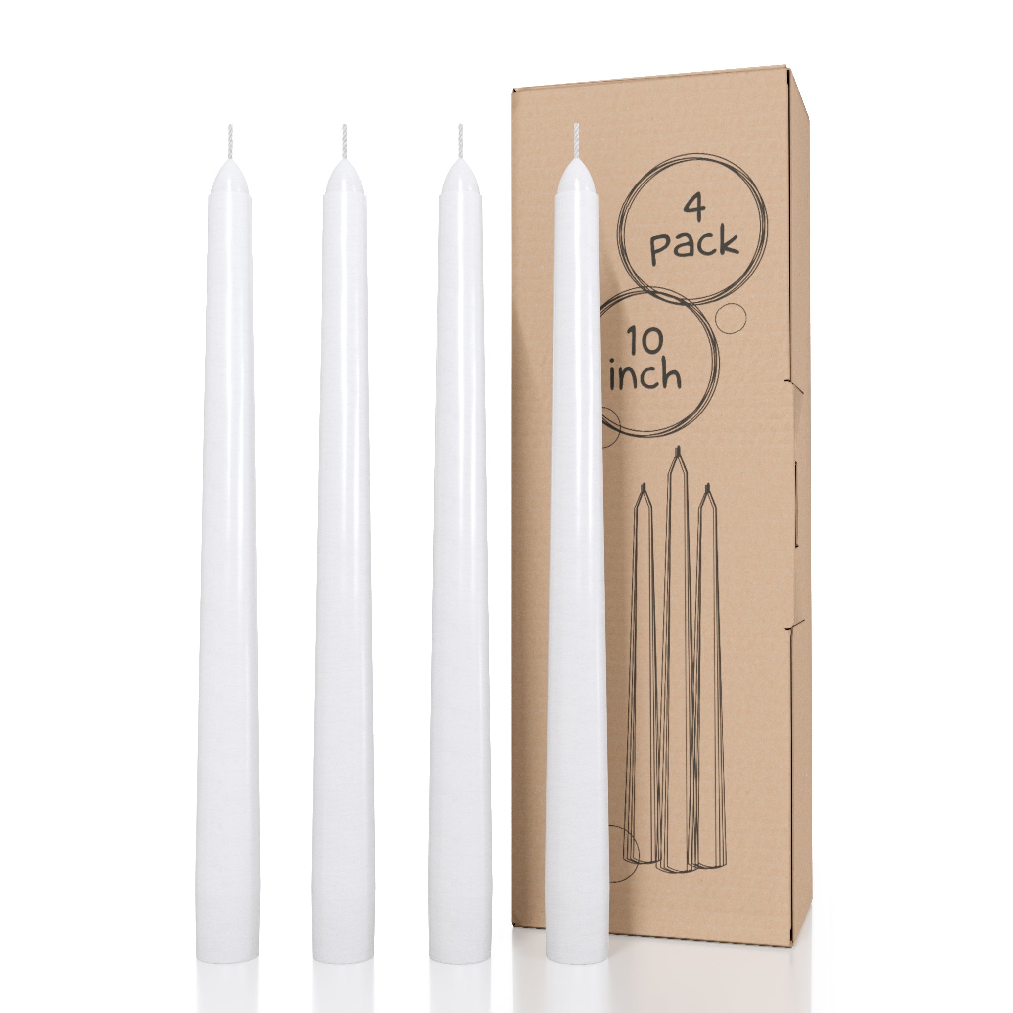 CANDWAX White Taper Candles - 4 pack