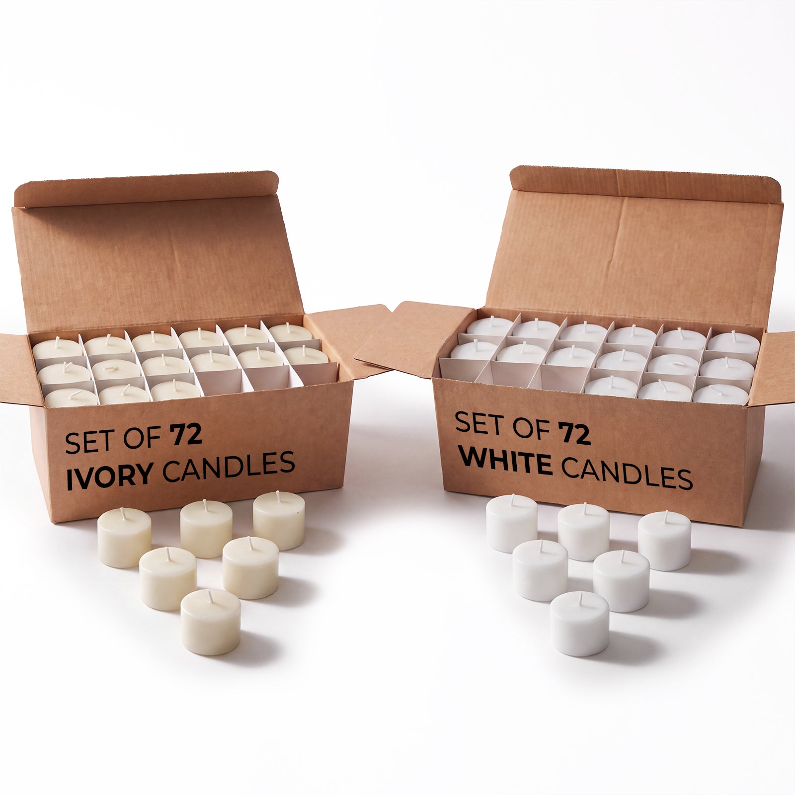 Bulk - Ivory & White Votive Candles - 144 Pack