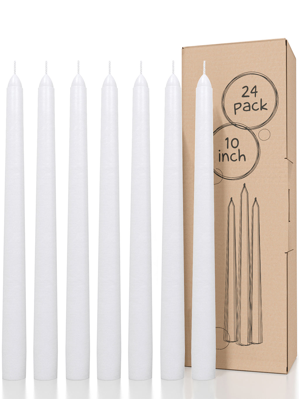 CANDWAX White Taper Candles - 24 pack