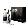 CANDWAX Refillable Candle - Everlasting Glass Oil Candle Gift Set with Lamp Oil Bottle 17oz, Funnel and 2 Sets of Metal Wicks Black and Silver - Ideal as Decorative Candles