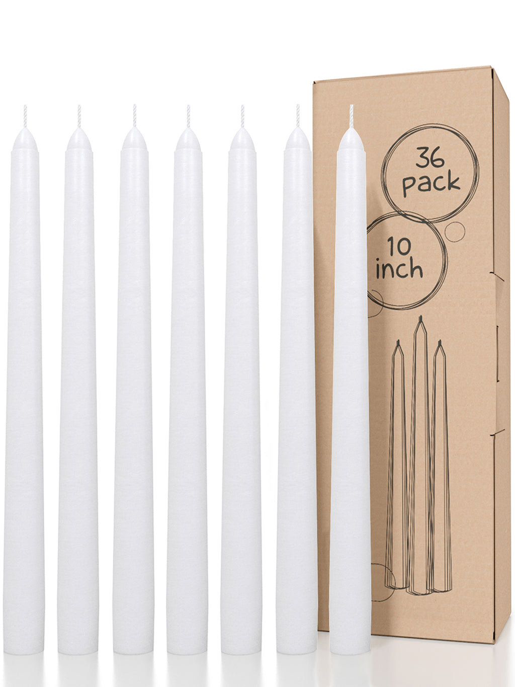 CANDWAX White Taper Candles - 36 pack