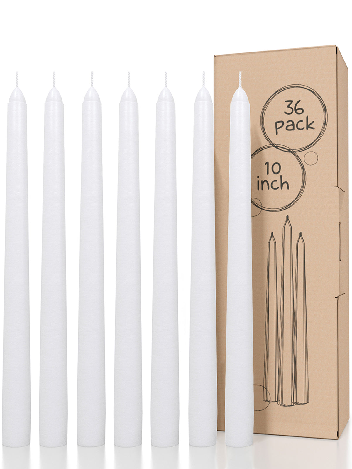 CANDWAX White Taper Candles - 36 pack