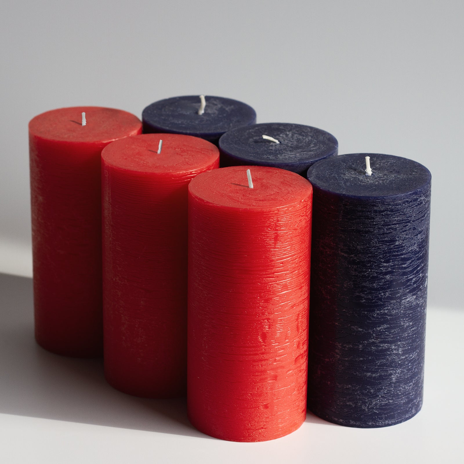 Bundle - Dark Blue & Red 6" Pillar Candles