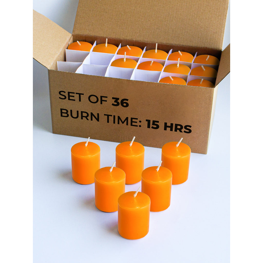 CANDWAX Orange Votive Candles Set of 36