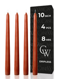 CANDWAX 10 Inch Terracotta Taper Candles - 4 Pack Candle Sticks for Home Decor