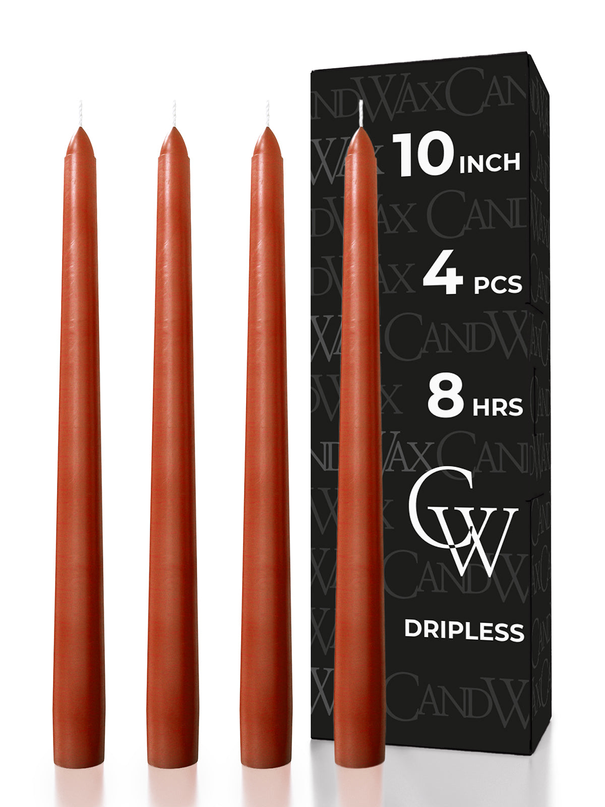 CANDWAX 10 Inch Terracotta Taper Candles - 4 Pack Candle Sticks for Home Decor