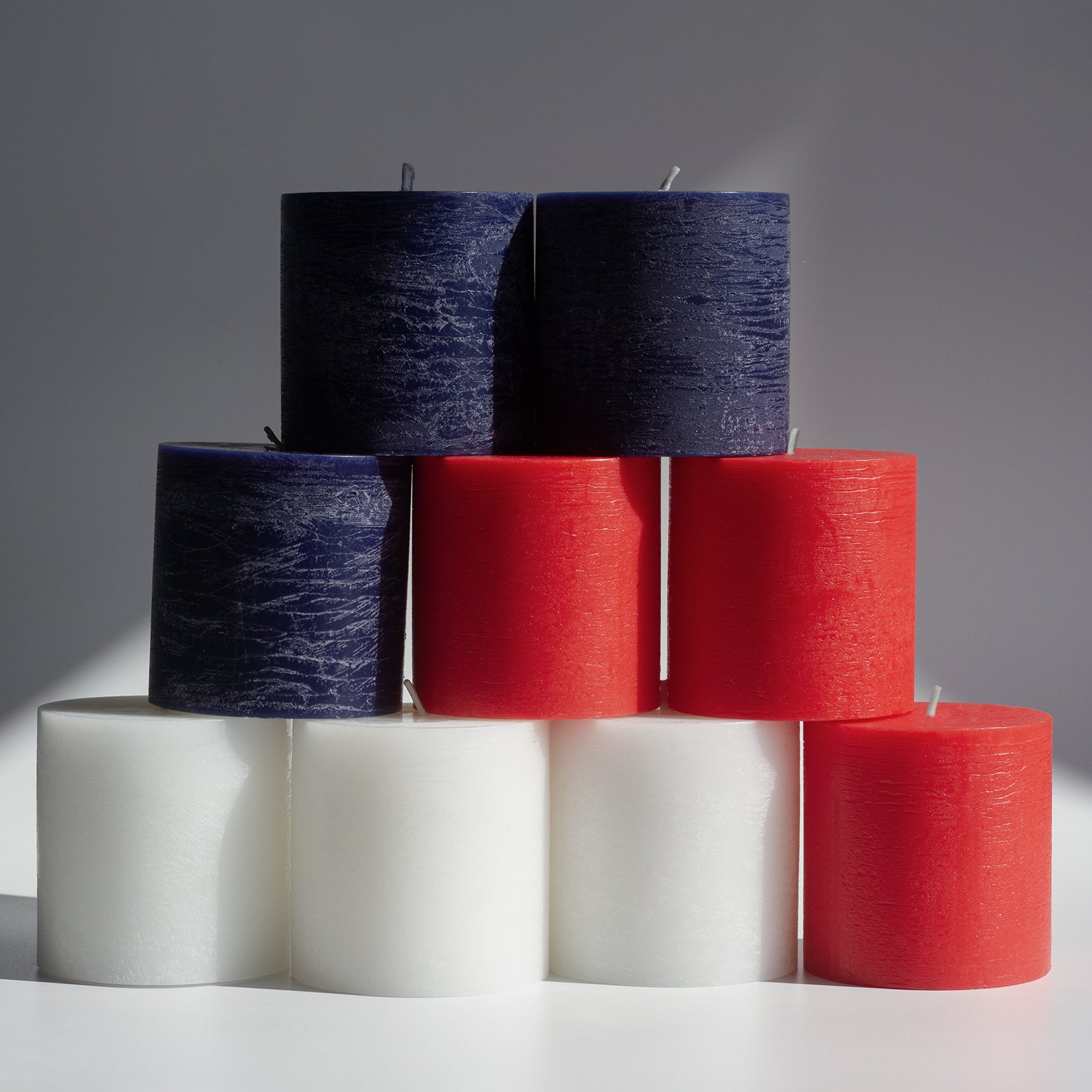 Bundle - White, Dark Blue & Red 3" Pillar Candles