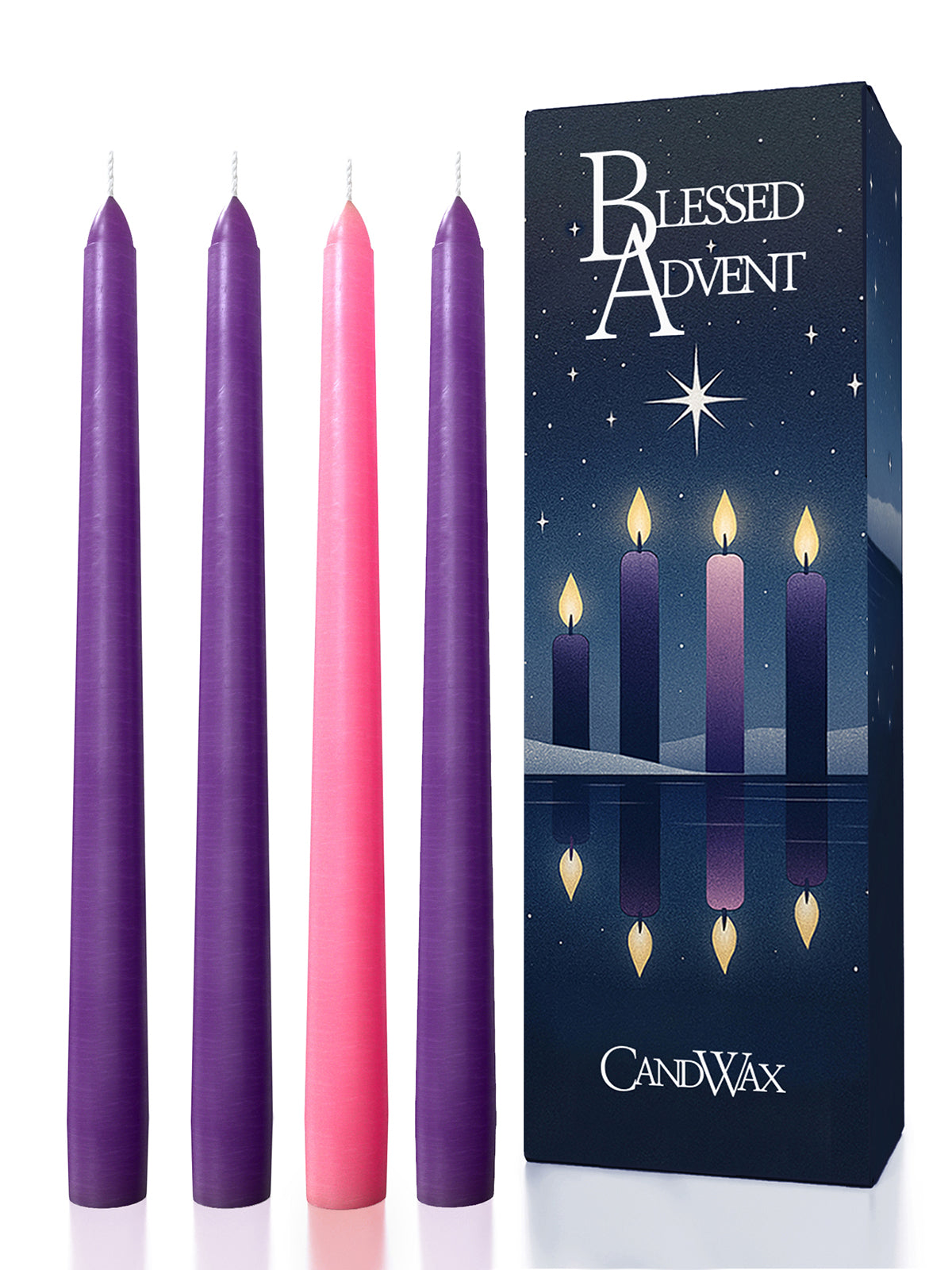 CANDWAX Advent Taper Candles 10 inch Set of 4