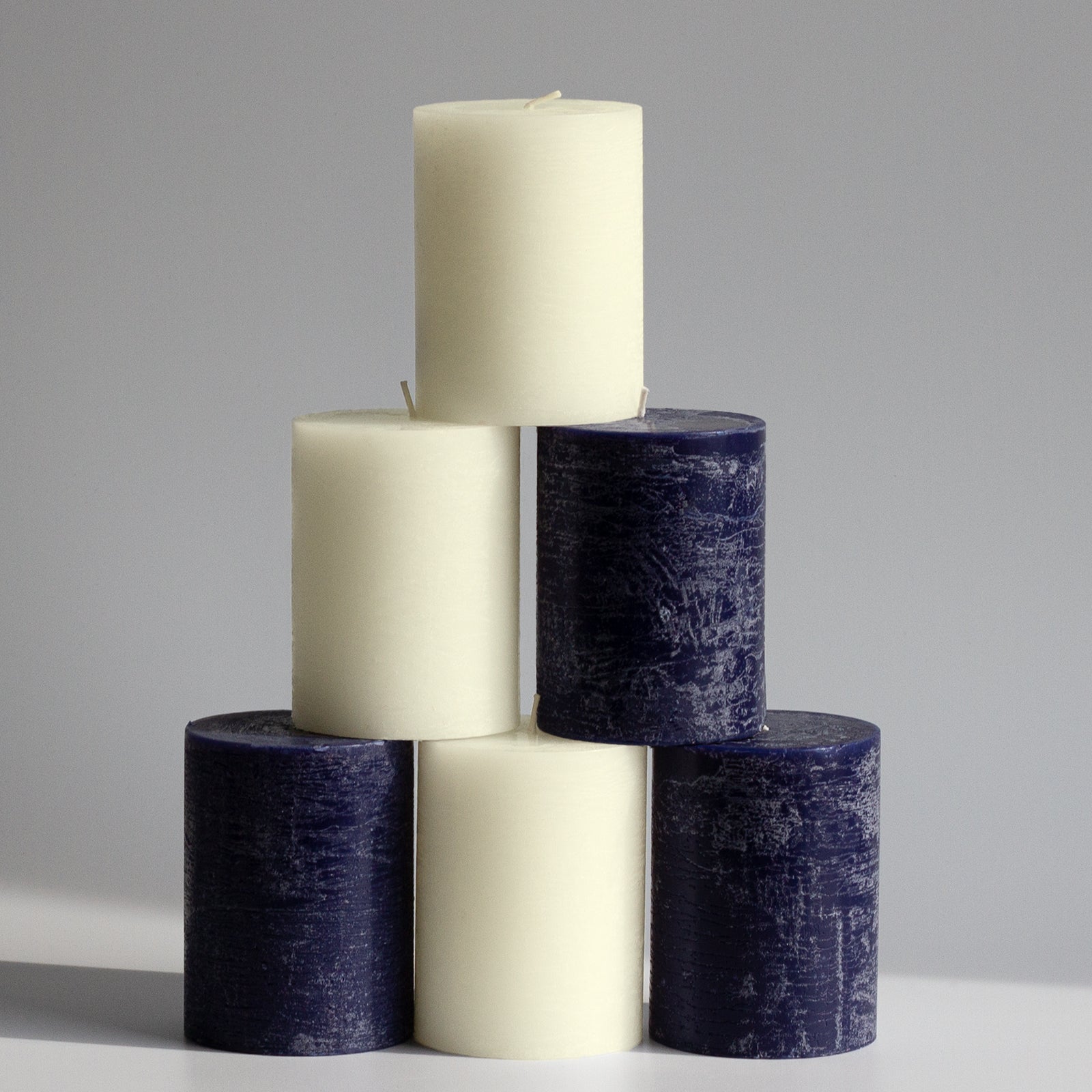 Bundle - Dark Blue & Ivory 4" Pillar Candles