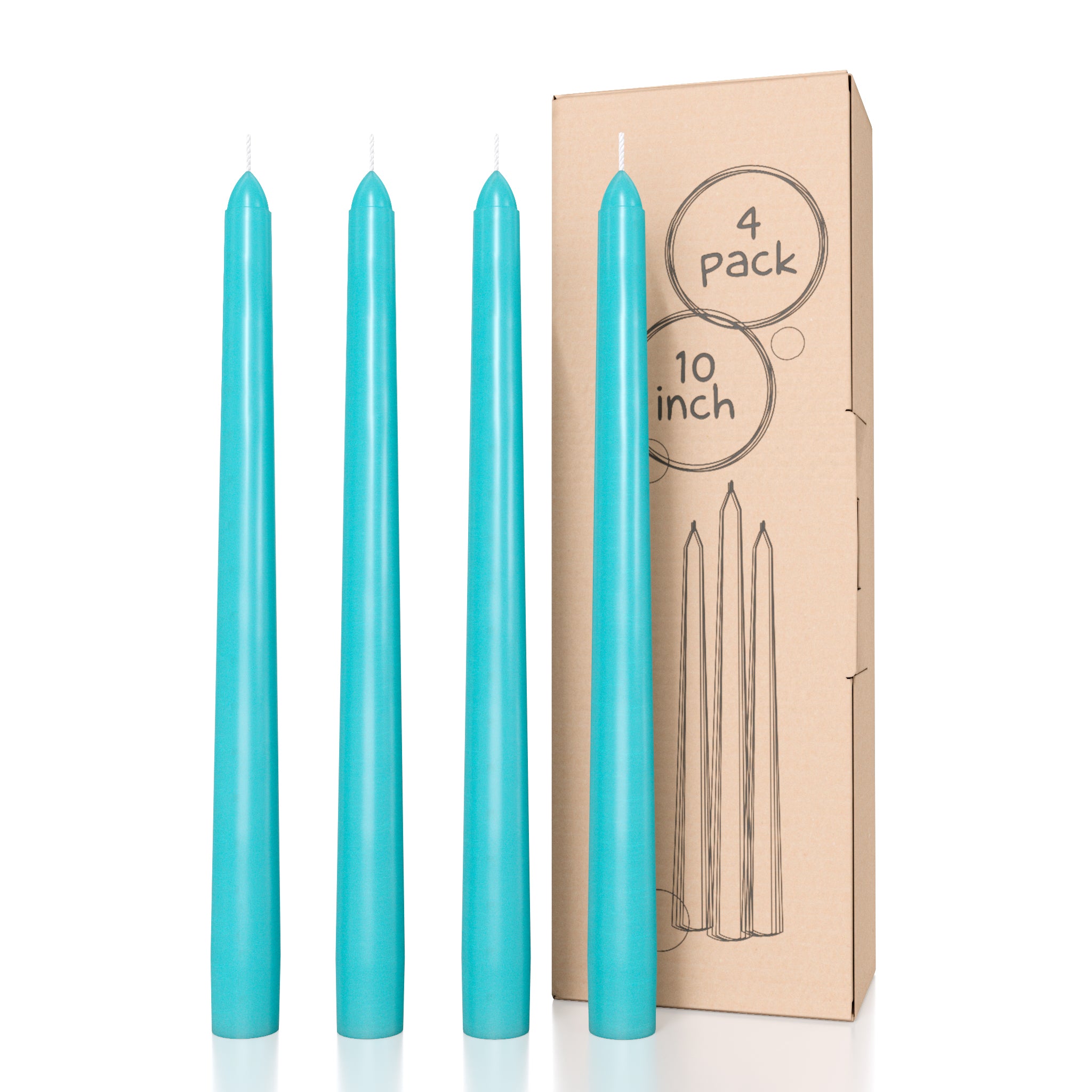 CANDWAX Turquoise Taper Candles - 4 pack