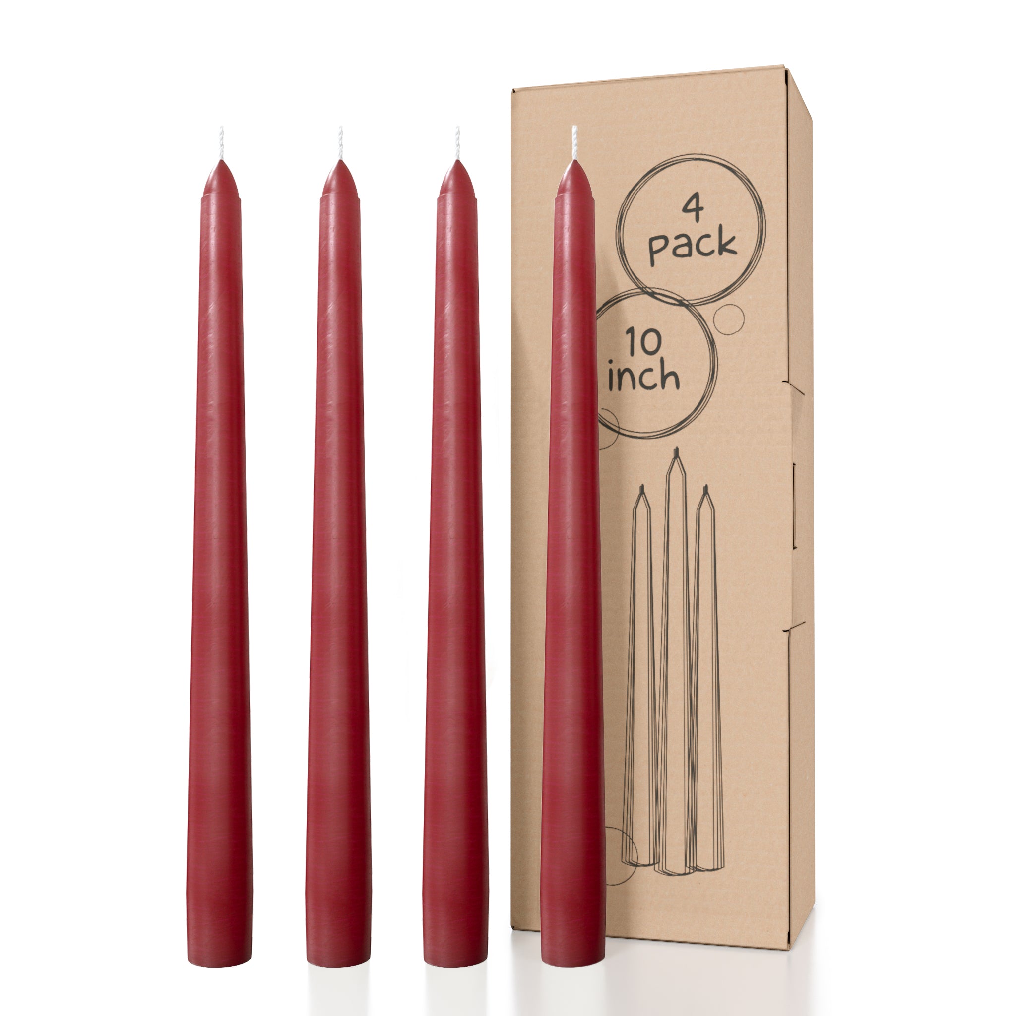CANDWAX Bordeaux Taper Candles - 4 pack