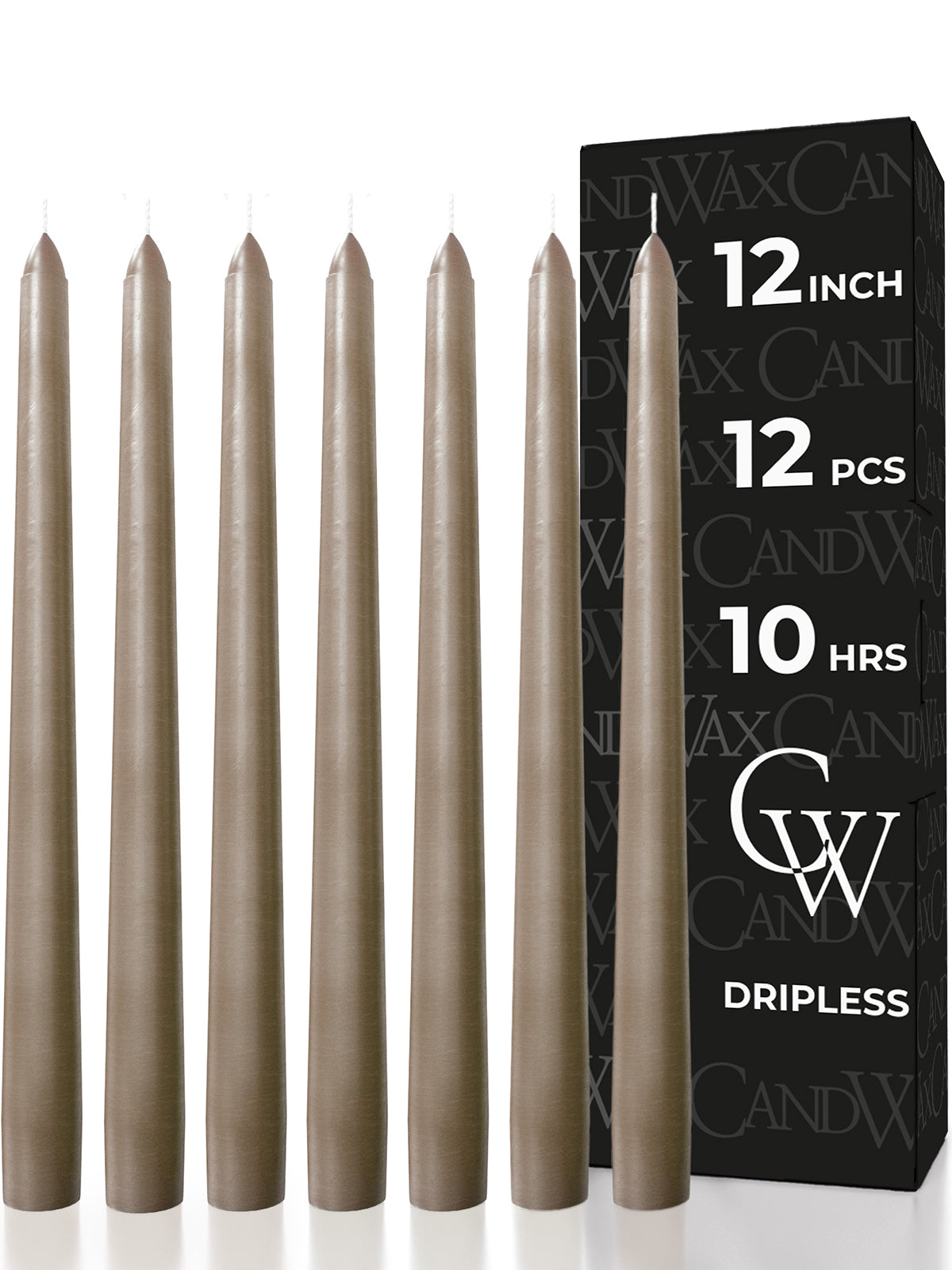 CANDWAX 12 Inch Taper Candles Sand Decor Unscented Candle Sticks 12 Pack