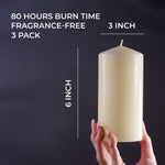 Load image into Gallery viewer, CANDWAX 3x6 inch Ivory Pillar Candle Set of 3 - Large Pillar Candles Ivory Perfect for Any Occasion - Long Burning Ivory Candles Unscented
