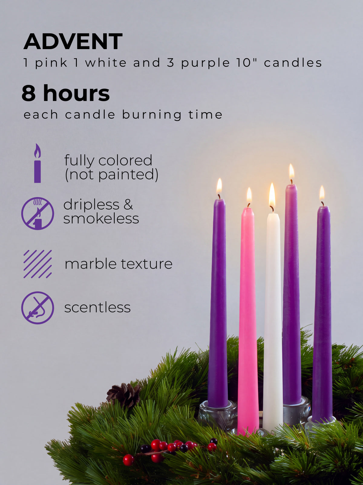 Advent Taper Candles - 5 pack