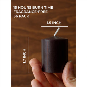 CANDWAX 15 Hour Black Votive Candles Set of 36