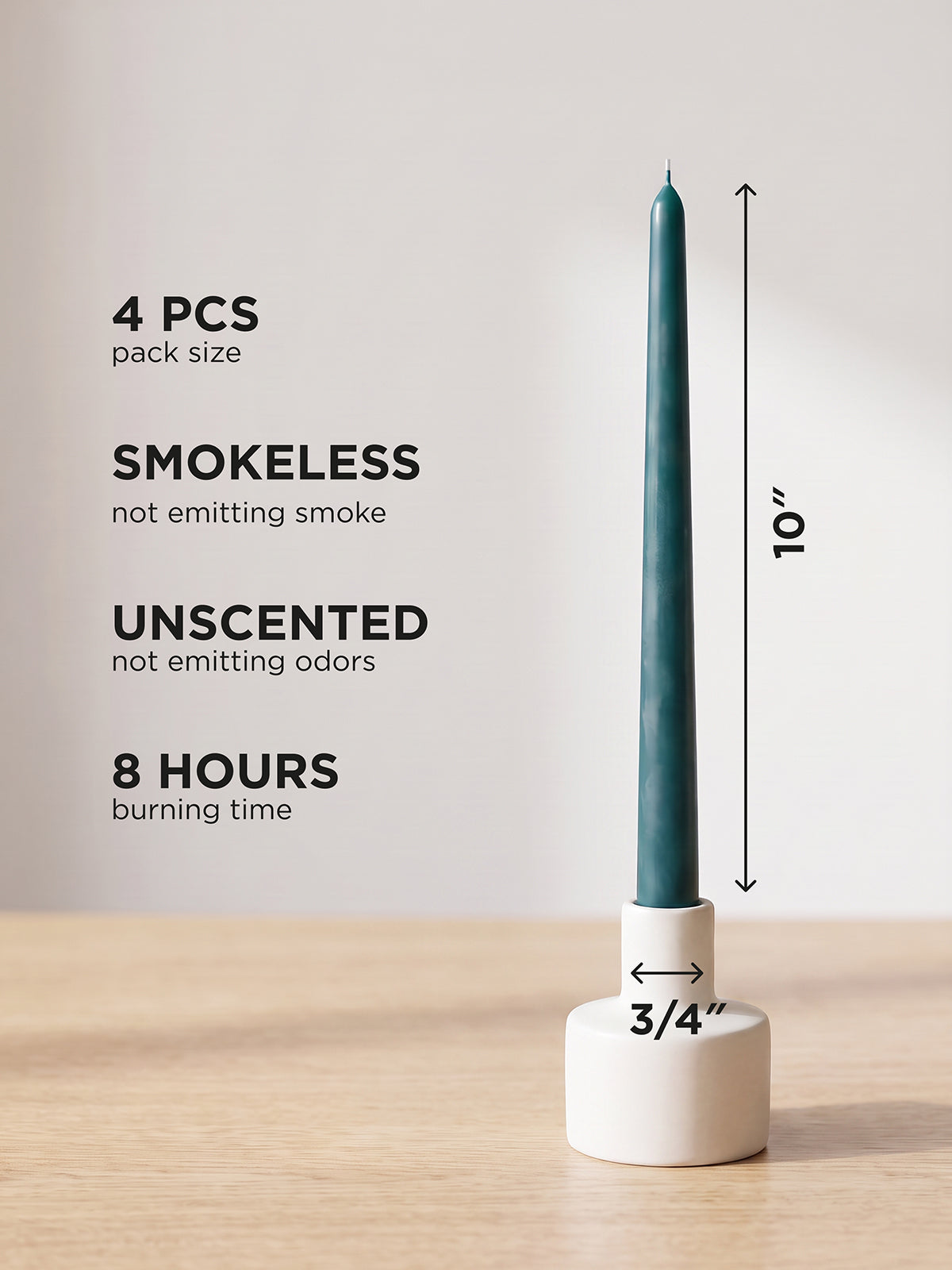 Dark Teal Taper Candles - 4 pack