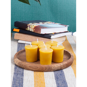 CANDWAX Pure Beeswax Votive Candles Set of 6 - Handmade Honey Yellow Votive Candles Beeswax Natural - 10 Hours Burning Pure Bees Wax Candles for Home